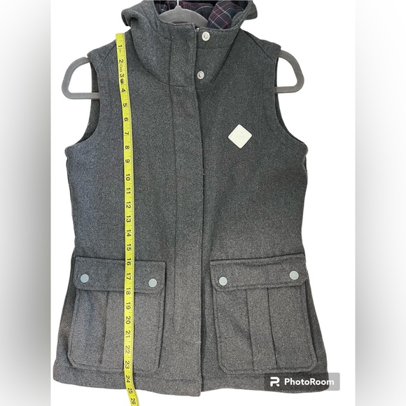 -Burton Dry Ride Gray Flannel Lined Snap Zip Hooded Snow Boarding Vest Small - Picture 12 of 12
